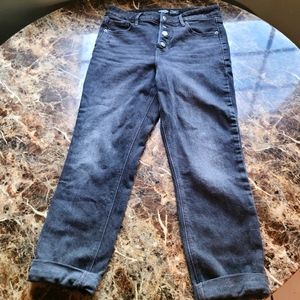 High rise mom jean button straight leg